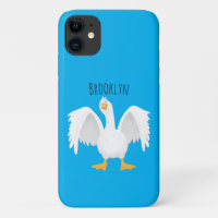 Funny curious domestic goose cartoon illustration