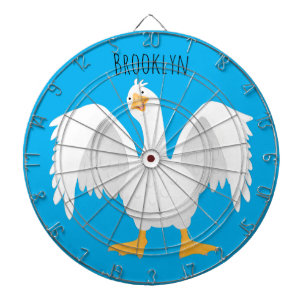 Funny curious domestic goose cartoon illustration dartboard