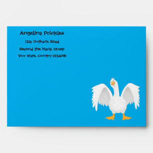 Funny curious domestic goose cartoon illustration envelope