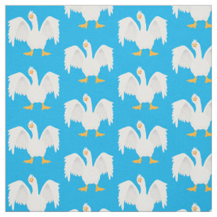 Funny curious domestic goose cartoon illustration fabric