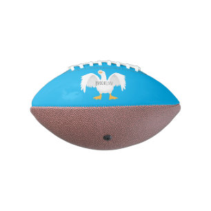 Funny curious domestic goose cartoon illustration football