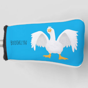 Funny curious domestic goose cartoon illustration golf head cover
