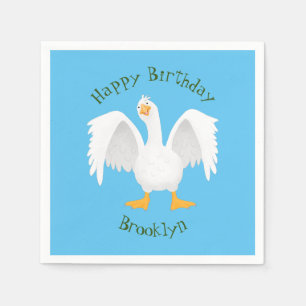 Funny curious domestic goose cartoon illustration napkin