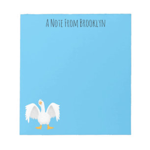 Funny curious domestic goose cartoon illustration notepad