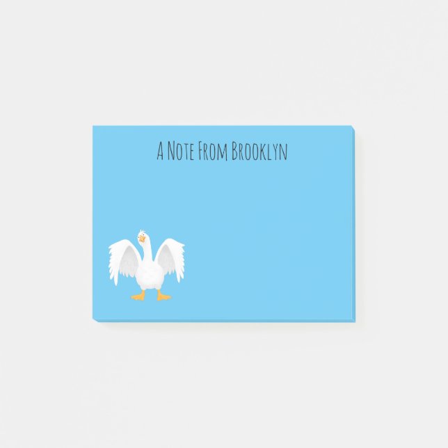 Funny curious domestic goose cartoon illustration post-it notes (Front)