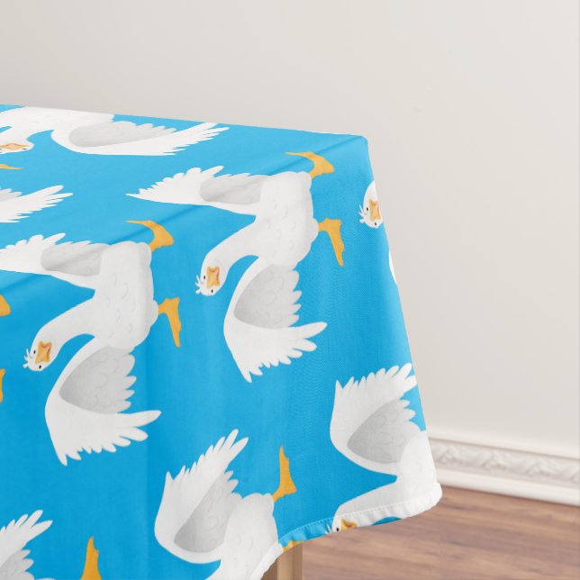 Funny curious domestic goose cartoon illustration tablecloth (In Situ)