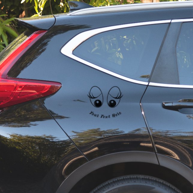 Funny Curious Eyes Smile - Custom Text (Car Back)