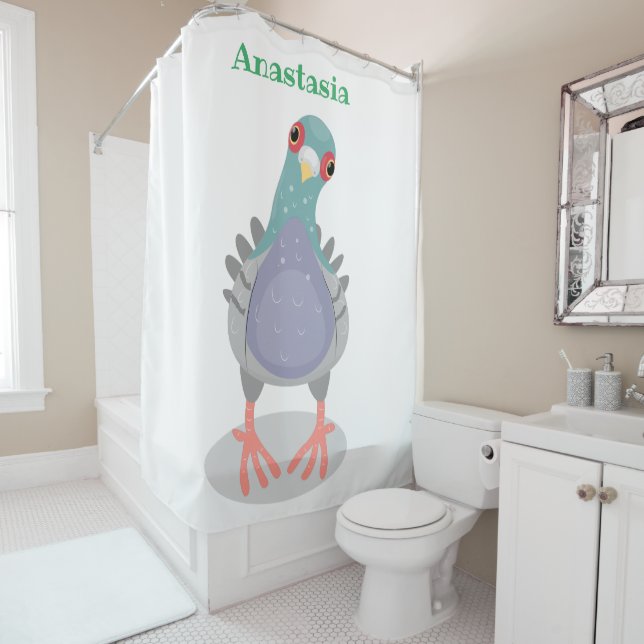 Funny curious pigeon cartoon illustration (In Situ)