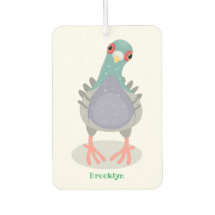 Funny curious pigeon cartoon illustration air freshener
