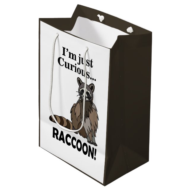 Funny Curious Raccoon Medium Gift Bag (Front Angled)