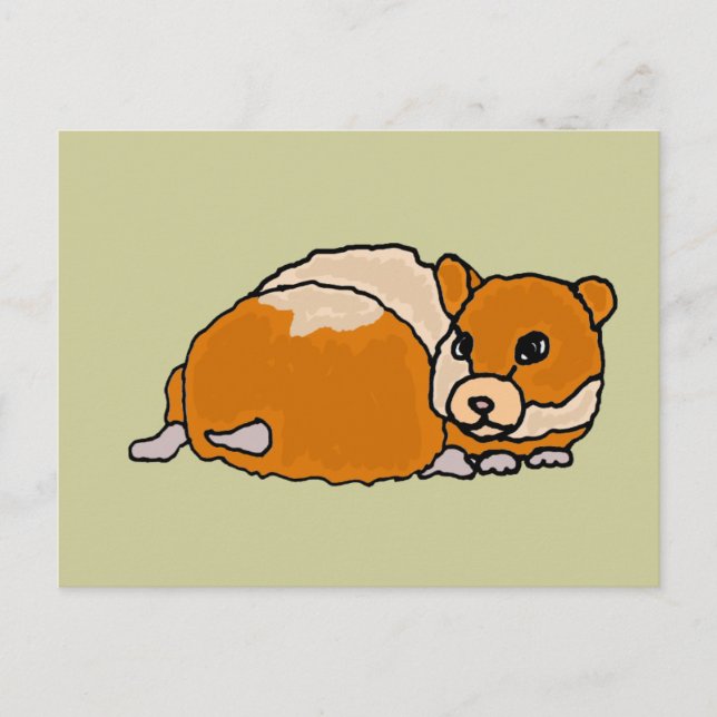 Funny Curled up Hamster Cartoon Postcard (Front)