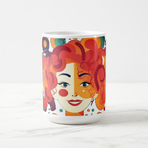 Funny curly girl, colorful and vibrant colors coffee mug
