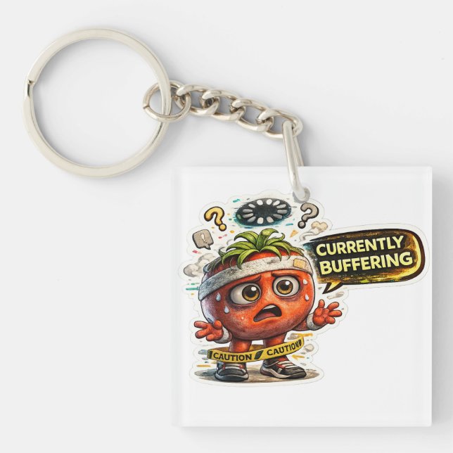 Funny Currently Buffering T-Shirt | Retro Sarcasti Keychain (Front)