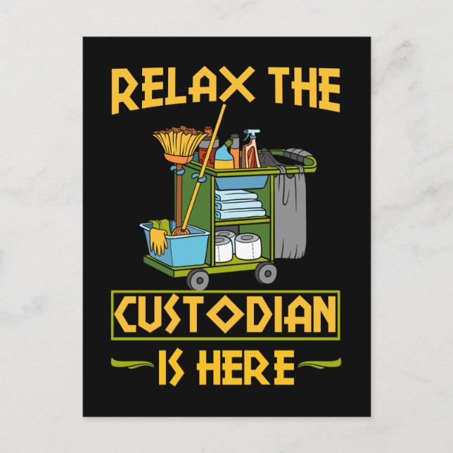 Funny Custodian School Cleaning Caretaker Postcard (Front)