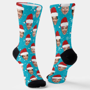 Funny Custom 3 Faces Christmas Santa Hats Socks