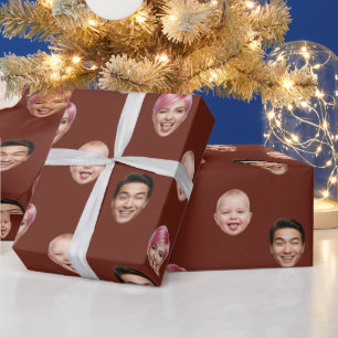 Funny Custom 3 Faces Wrapping Paper