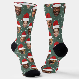 Funny Custom 4 Faces Christmas Santa Hats Socks