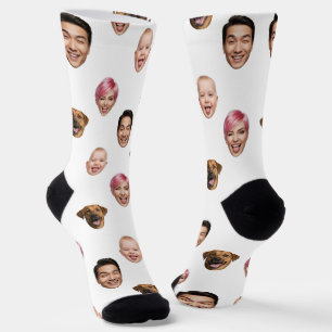 Funny Custom 4 Faces with Dog Cat – Personalized  Socks