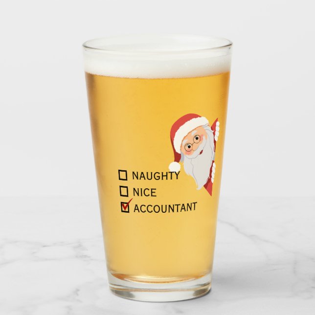 Funny Custom Any Profession Christmas Beer  Glass (Front Filled)