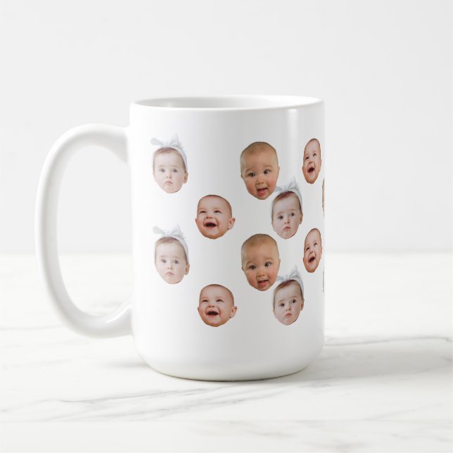 Funny Custom Baby Face Photo Face 3 Photos Coffee Mug (Left)