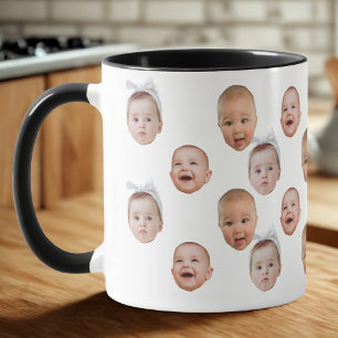 Funny Custom Baby Face Photo Face 3 Photos Mug