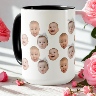 Funny Custom Baby Face Photo Face 3 Photos Mug