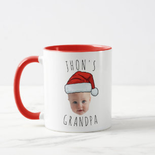 Funny Custom Baby Face Santa Hat Christmas Photo  Mug