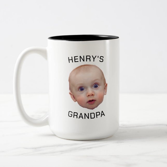 Funny Custom Baby Face  Two-Tone Coffee Mug (Left)