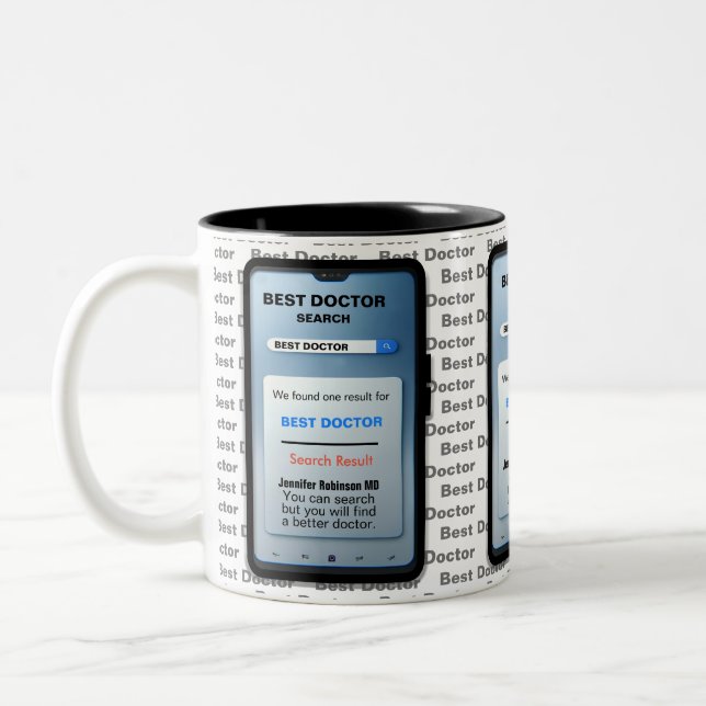 Funny Custom Best Doctor Gift Two-Tone Coffee Mug (Left)