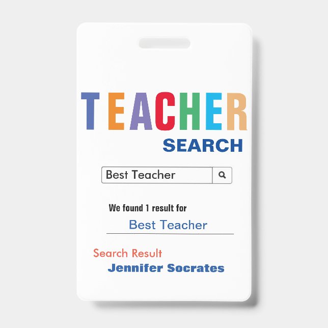 Funny Custom Best Teacher Gift Badge (Front)