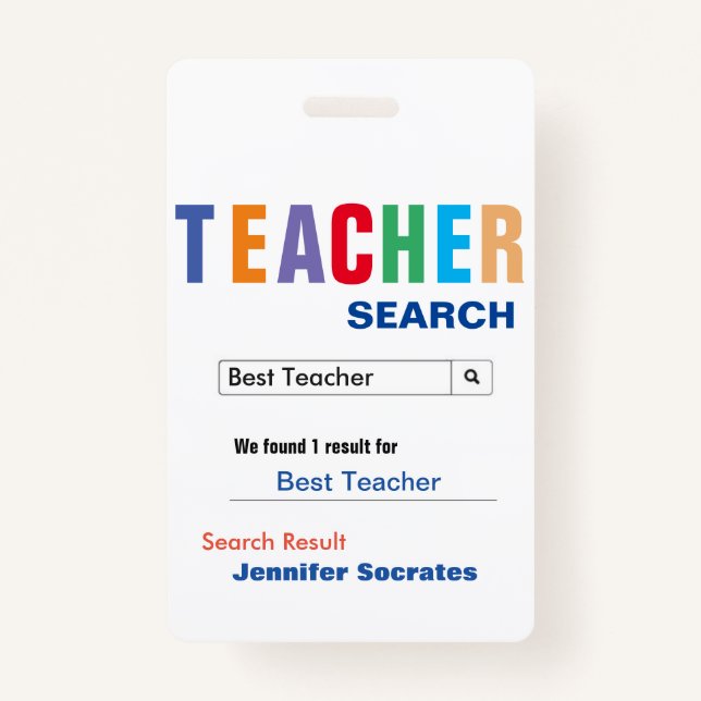 Funny Custom Best Teacher Gift Badge (Front)