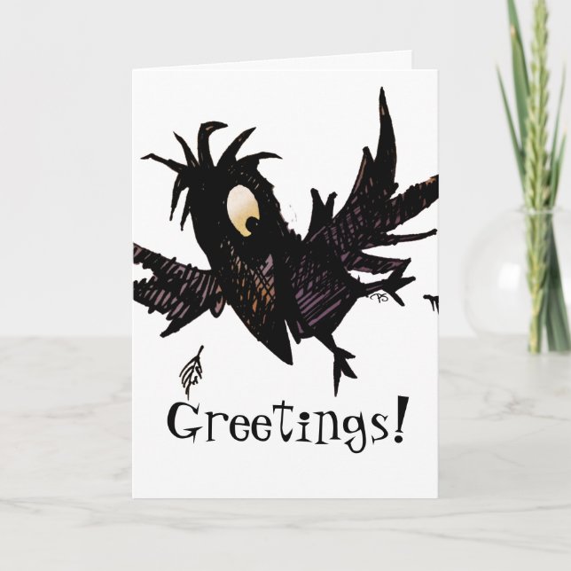 Funny Custom Black Crow Greetings Black Crow Card (Front)