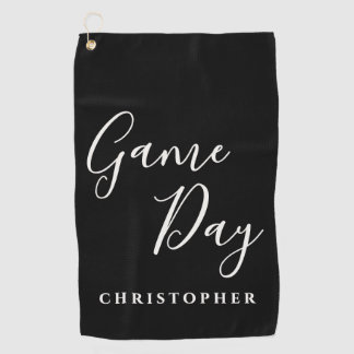 Funny Custom Black White Minimalist Game Day Men Golf Towel