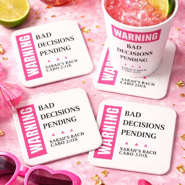 Funny Custom Bride Squad Party Favour Personalized Square Paper Coaster (Creator Uploaded)