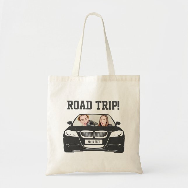 Funny Custom Car Photo Road Trip Tote Bag (Front)