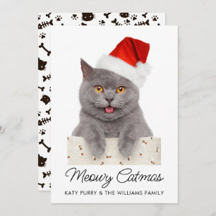 Funny Custom Cat Photo Carte de Noël