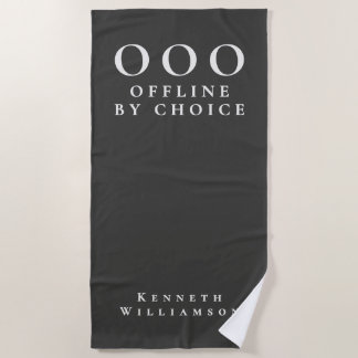 Funny Custom Charcoal Gray White OOO Simple Men  Beach Towel