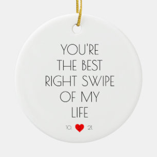 Funny Custom Dating App Tinder Wedding  Ceramic Ornament