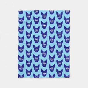 Funny Custom Dog Face Photo Pattern Blue Fleece Blanket