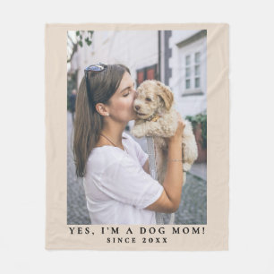 Funny Custom Dog Mom One Photo Pet Lover Keepsake Fleece Blanket