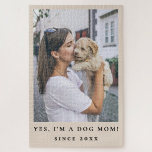 Funny Custom Dog Mom Since Year Photo Pet Lover Jigsaw Puzzle
