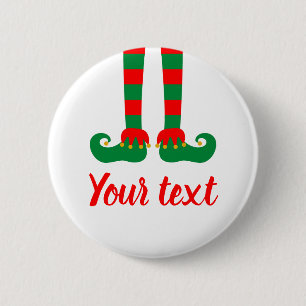 Funny custom elf feet Christmas Holiday pinback 2 Inch Round Button