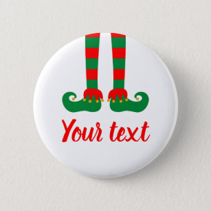 Funny custom elf feet Christmas Holiday pinback 2 Inch Round Button