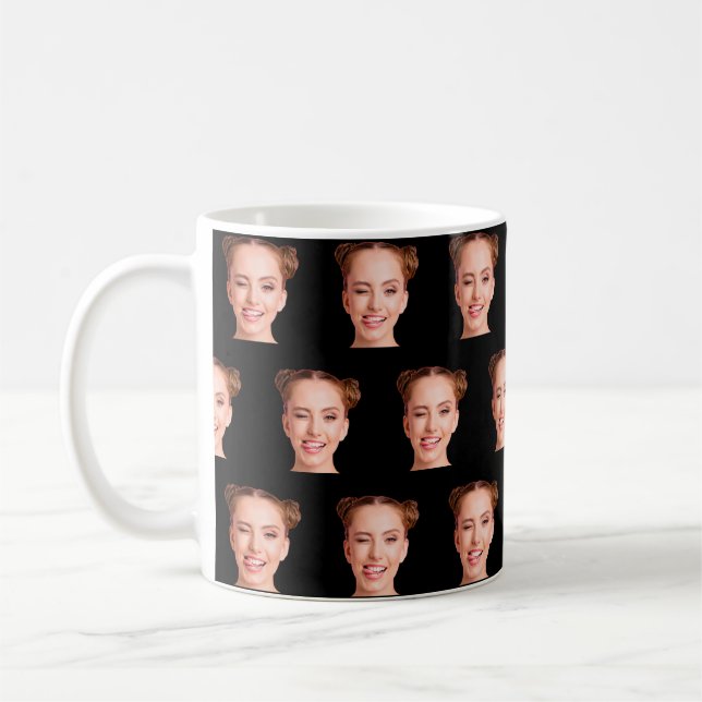 Funny Custom Face Cut Out Women Photo Coffee Mug (Left)