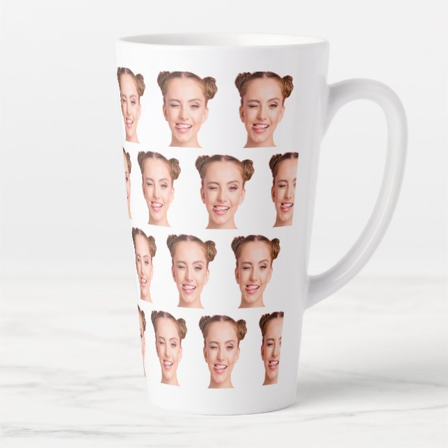Funny Custom Face Cut Out Women Photo Large Latte Mug (Right)