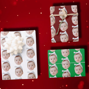 Funny Custom Face Photo Face Repeating Pattern Wrapping Paper Sheet