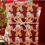 Funny Custom Face Photo Gingerbread Xmas baby Wrapping Paper Sheet<br><div class="desc">Funny Custom Face Photo Gingerbread Xmas baby, , Replace the face of this Gingerbread with your favourite photo (make sure to crop as much to the face as possible and use an app to remove the background) and personalize this funny Christmas Holiday Wrapping Paper with your kid, husband, or boyfriend...</div>