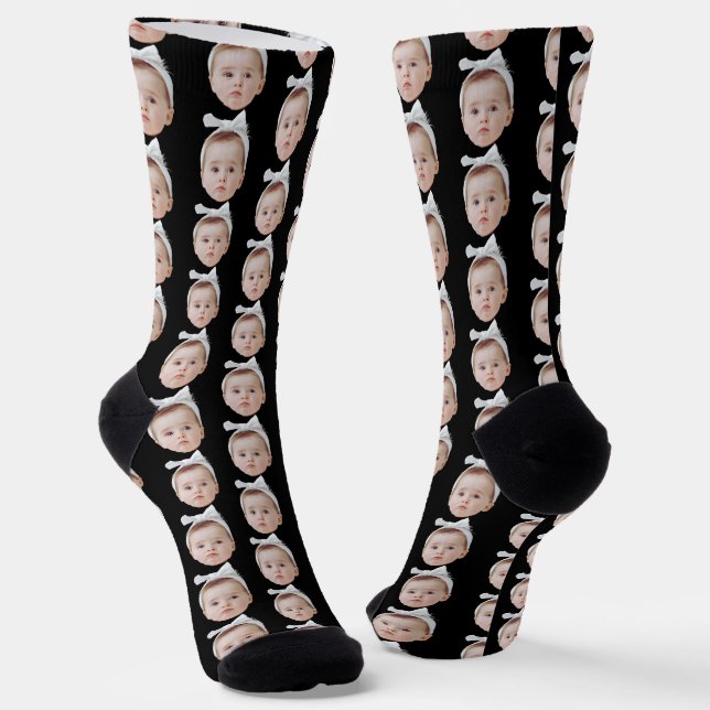 Funny Custom Face Photo Personalized Face Socks (Angled)