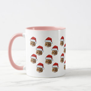 Funny Custom Face Photo Santa Cat Hat Christmas Mug
