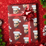 Funny Custom Face Photo Santa Hat Christmas Red Wrapping Paper<br><div class="desc">Funny Custom Face Photo Santa Hat Christmas Red Wrapping Paper</div>